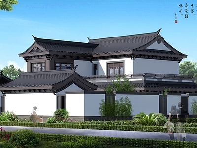 新中式中式古建筑 新中式别墅 自建房