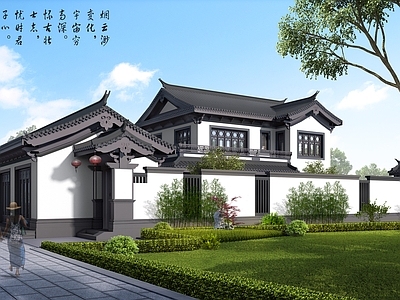 新中式中式古建筑 新中式别墅 自建房