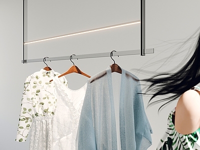 现代服装店 金属时尚衣架 女装 服装 挂衣架