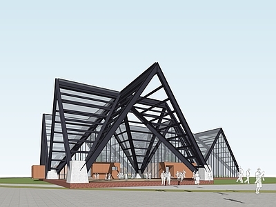 现代极简风格建筑 现代温室建筑 极简植物园 钢结构建筑