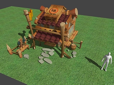 中式复古风格建筑 镖局 场景建筑