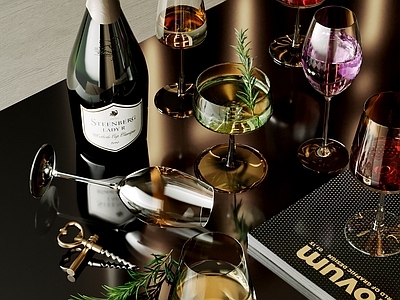 酒具 酒杯 酒瓶 红酒 洋酒 装饰摆件组合