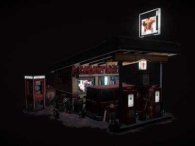 现代其他建筑外观 加油站 便利店 服务区加油 汽车加油站 自动售油机 燃油站 汽车加油