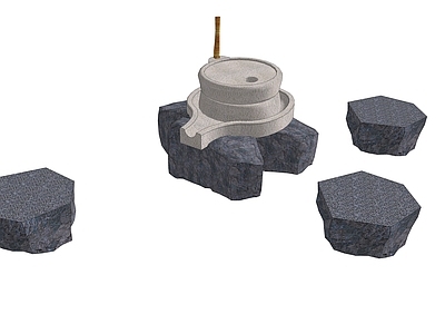现代其他小品 乡村石磨小品
