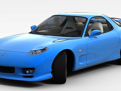 现代蓝色mazdax7跑车