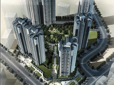 中式小高层住宅楼 中式商业住宅小区
