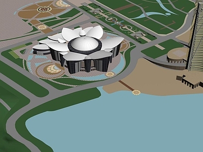 现代图书馆外观 会展建筑 图书馆建筑 莲花建筑