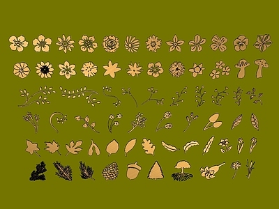 现代其他小品 树叶剪影logo 植物科普叶子