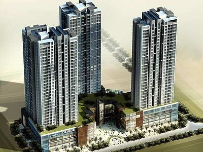 现代小高层住宅楼 现代高层商业住宅