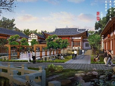 中式古建 寺庙 中式民居建筑