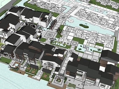 中式小区建筑 小区建筑