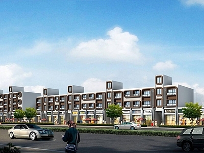 现代小高层住宅楼 现代沿街商业住宅