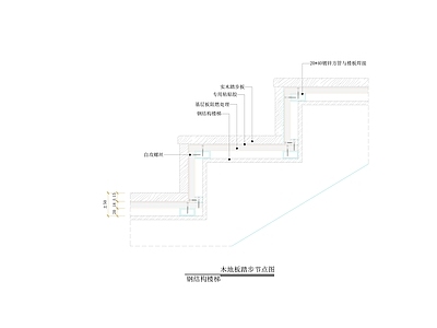 现代楼梯节点 踏步节点图 楼梯剖面 钢结构楼梯 木地板踏步 施工图