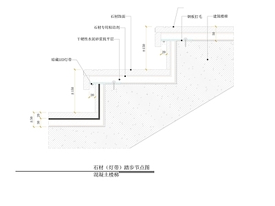 现代楼梯节点 踏步节点图 石材踏步节点 楼梯剖面 施工图