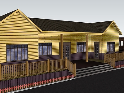 新中式中式木屋 禾塑复合材料 环保新材料 景观木屋 展厅建筑 古典木屋