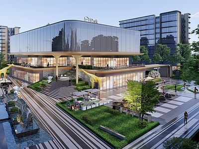 现代售楼处建筑 流线建筑 现代建筑 精致现代景观 街角售楼处 精致