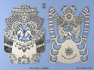 新中式中式雕花 脸谱雕花 京剧人物雕花