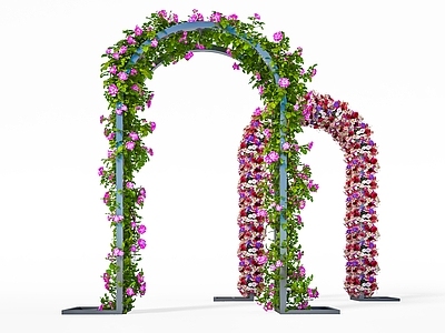 现代其他景观小品 拱形花架 植物拱门 花型廊架