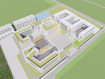 现代简约学校建筑 学校 教学楼 中小学