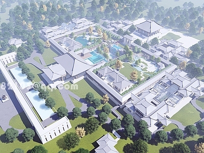 中式古建筑 博物馆建筑群 汉唐风格