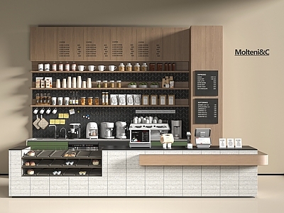 现代咖啡厅 咖啡机 工作台 展柜 奶茶店