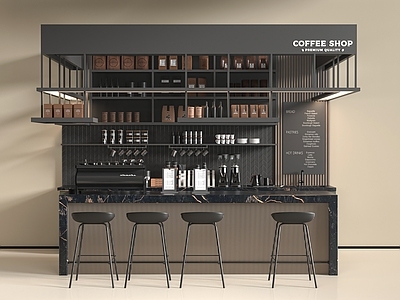 现代咖啡厅 咖啡机 工作台 展柜 收银台 奶茶店