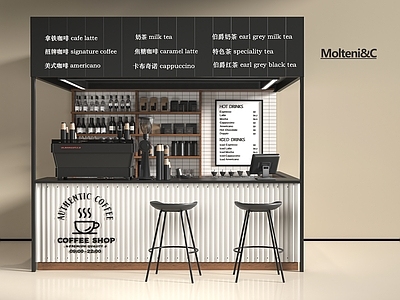 现代咖啡厅 咖啡机 工作台 展柜 收银台 奶茶店