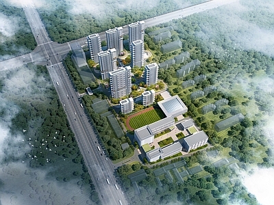 现代简约小区建筑 住宅 第四代住宅 商业 小区 活动中心