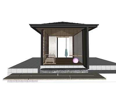 现代新中式别墅庭院 下沉庭院