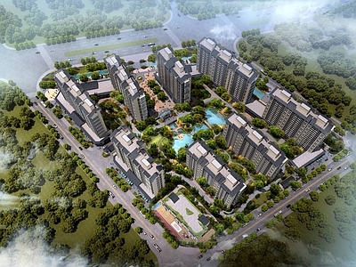 现代小高层住宅楼 现代中式商业住宅