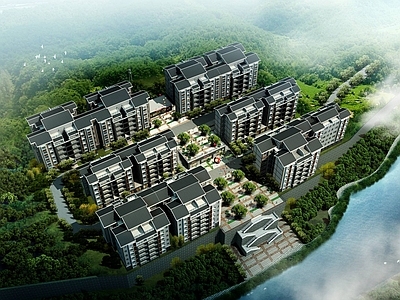 中式小高层住宅楼 商业住宅小区