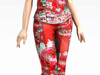 现代卡通红衣女性