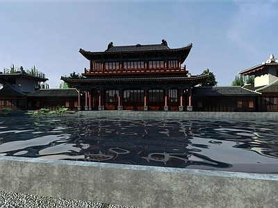 中式古建 景观公园 寺庙古建