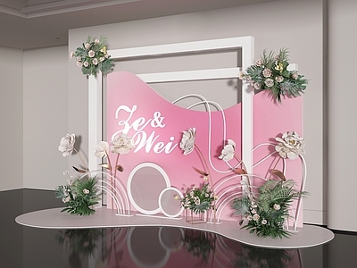 现代橱窗 美陈 婚礼墙 打卡墙 合影墙 花艺美陈