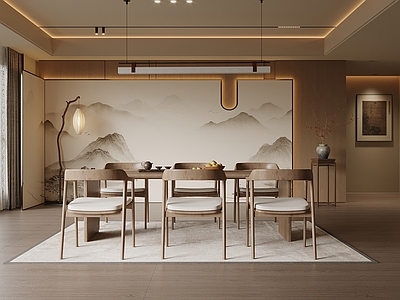新中式客餐厅 新中式餐厅 餐桌椅