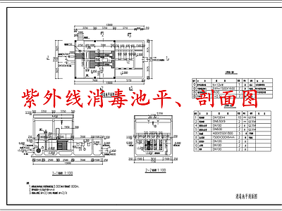 水处理 紫外线消毒池 施工图