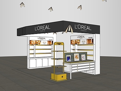 现代美妆店 欧莱雅 展架 展柜 店铺门头