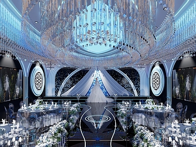 现代简约宴会厅 婚礼宴会厅 现代晶宴会厅 水晶宴会厅 现代科技水晶厅 水晶婚礼堂