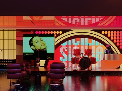 现代酒吧 现代酒吧大厅 网红酒吧 夜店 酒吧舞台 架子鼓