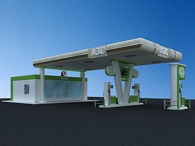 现代车站外观 加油站建筑