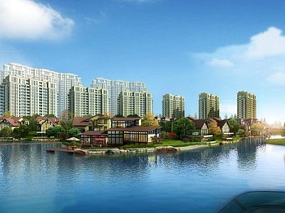 欧式别墅外观 世纪山水 别墅区 住宅小区