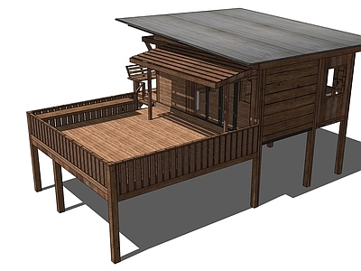 原木木屋 木屋 高脚屋 木构建筑 木材建筑 独立木屋