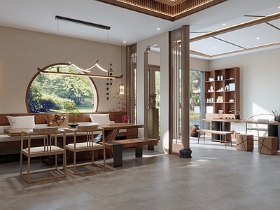 中古禅意其他餐饮空间 中餐厅私房菜吧台