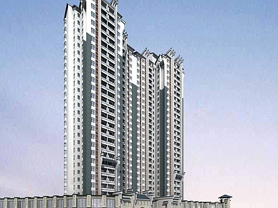 中式小高层住宅楼 中式高层住宅楼 商业裙房