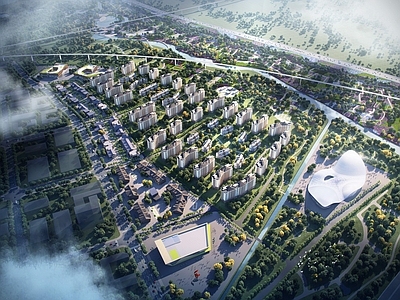 现代鸟瞰规划 住宅鸟瞰 鸟瞰 住宅 商业 异性建筑