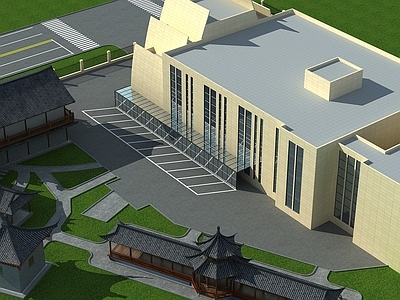 现代单人沙发 建筑植物场景