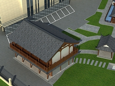 现代单人沙发 建筑植物场景