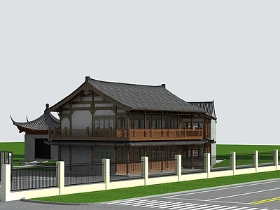 现代单人沙发 建筑植物场景