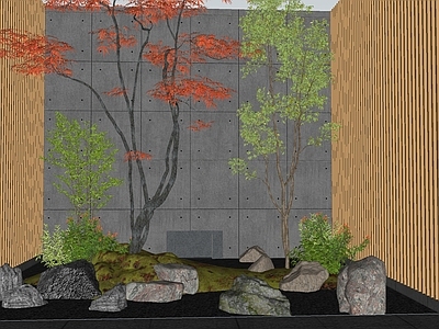 现代别墅庭院 花园下沉天井景观 下沉庭院