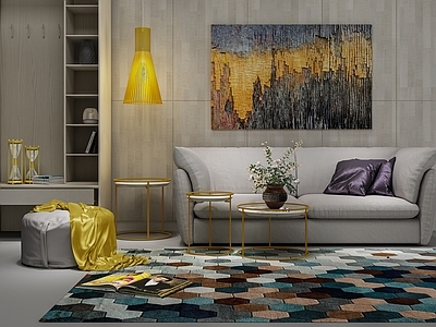 现代新中式多人沙发 实木沙发 休闲沙发 休闲沙发组合 组合沙发 装饰画
